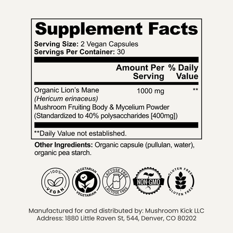 Lion's Mane Mushroom Capsules - 1000MG