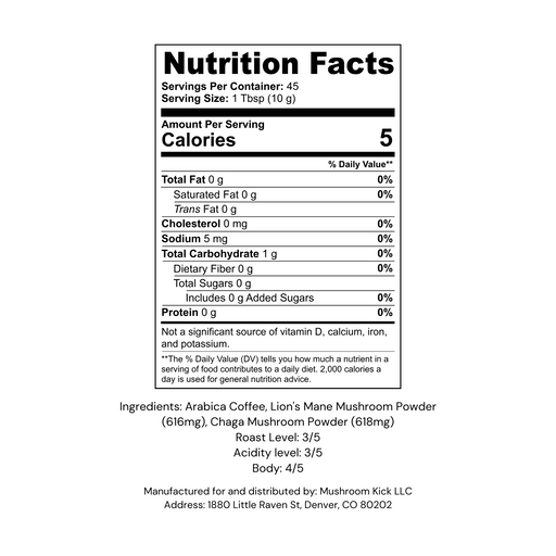 Mushroom Coffee - Lion’s Mane & Chaga 16oz