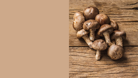 shitake mushrooms on wooden surface